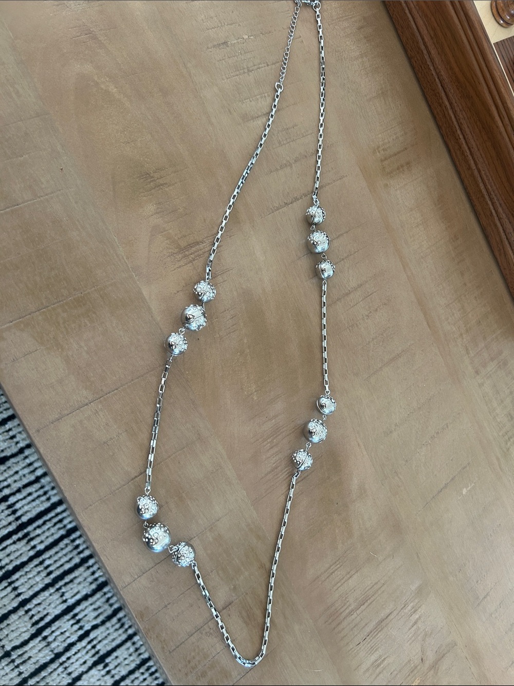 White House Black Market Silver Bead Station Necklace